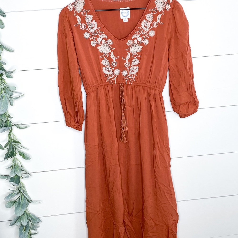 Rust Maxi Side Slit Dress